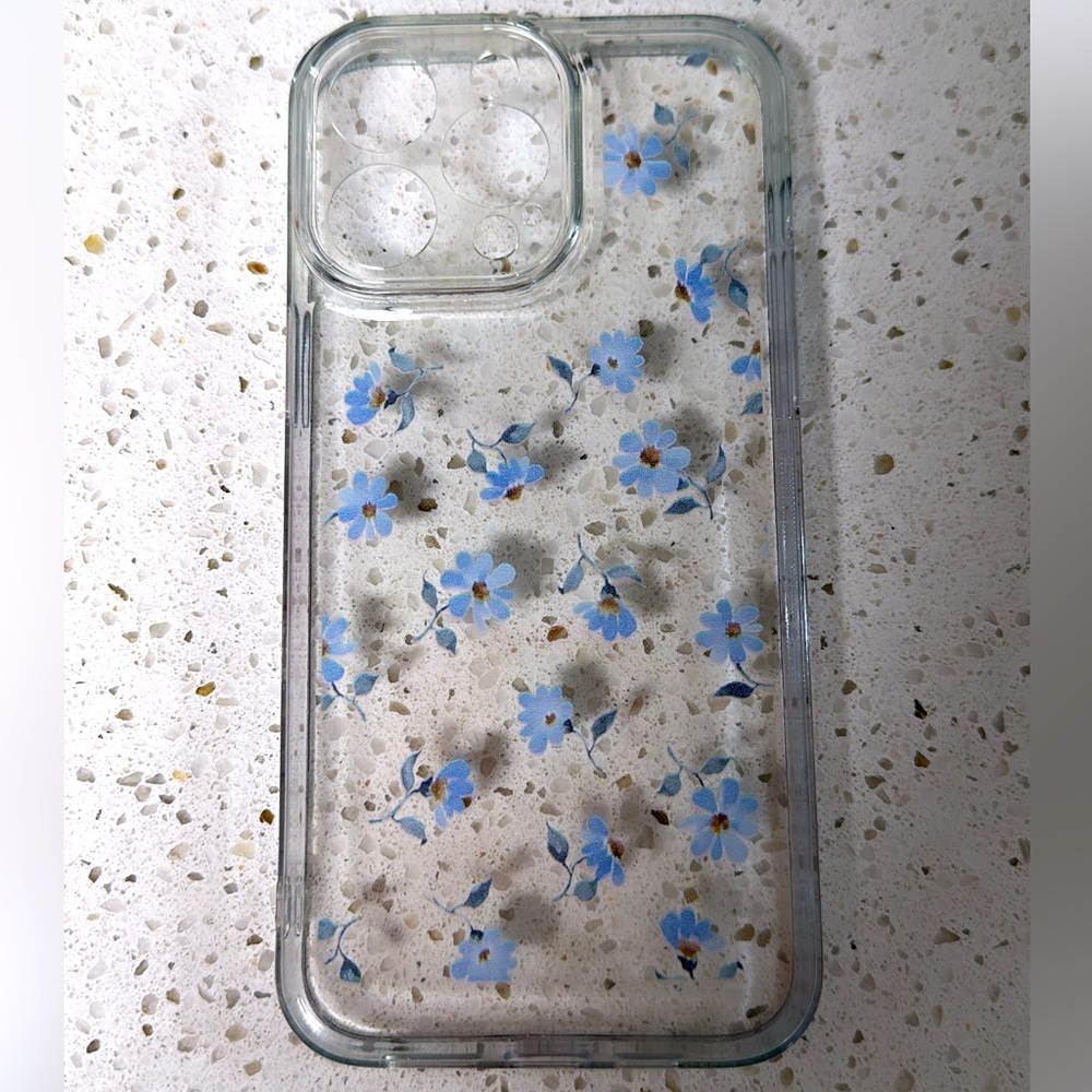 Clear Blue Flower iPhone 14 Pro Max Case